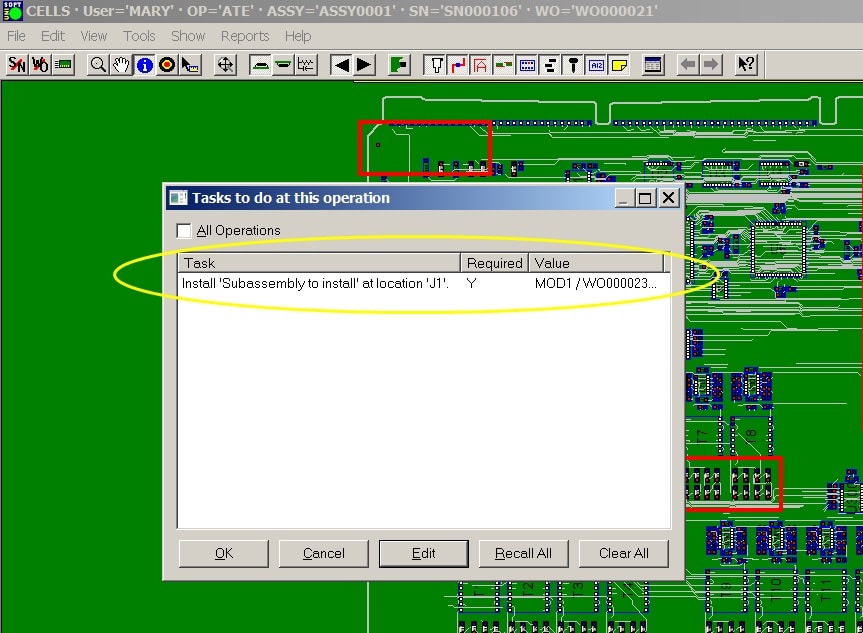 product job tracking mes software inspect assembly log data sub-assembly